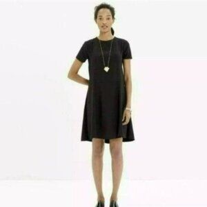 Madewell Tribune Women's Size 00 Black Crewneck Short Sleeve A-Line Dress